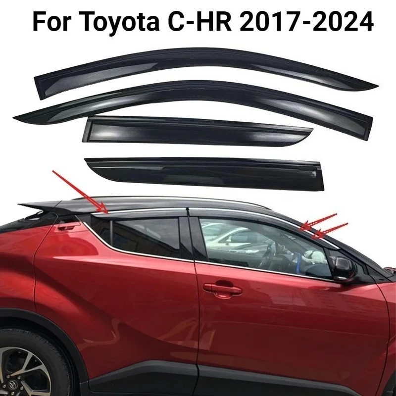 

Для Toyota C-HR CHR 2017-2024: Аксессуары, дефлекторы окон, ветровики, защита от дождя