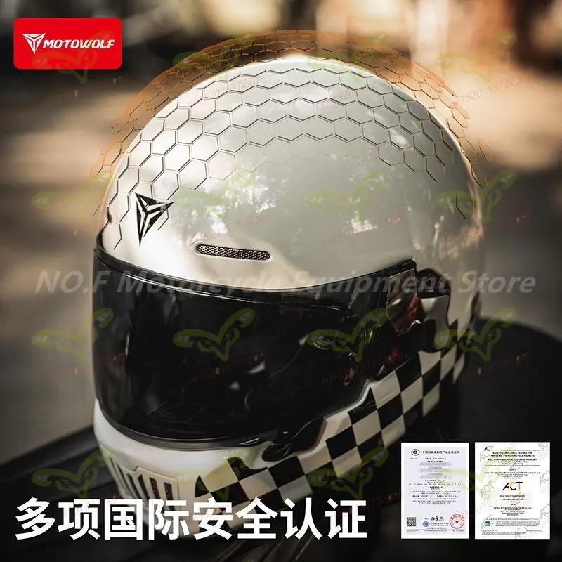 Motowolf Retro Motorcycle Helmet Breathable Non Stuffy Non Pressure Head Men's and Women's Four Season Safety Riding Helmet