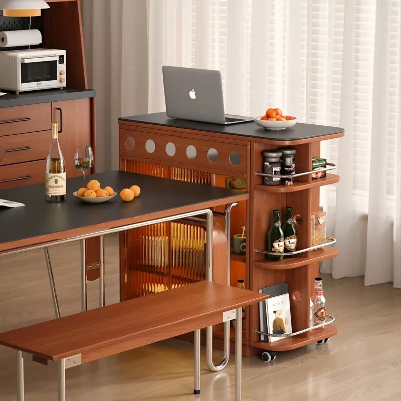 

Small apartment space composite center | Solid wood rock slab multi-functional cabinet, integrated with six functions to define