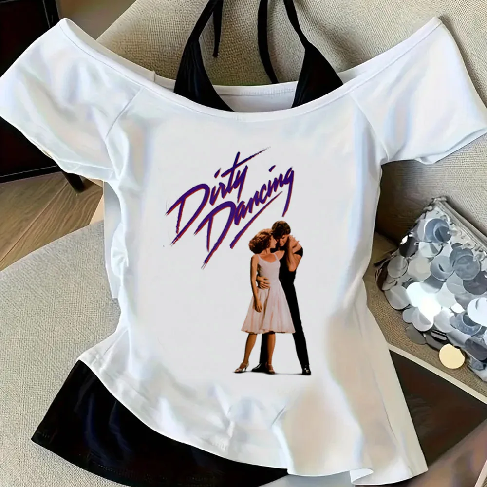 Dirty Dancing crop top female grunge goth cutecore gyaru streetwear t shirt grunge gyaru japan japanese goth