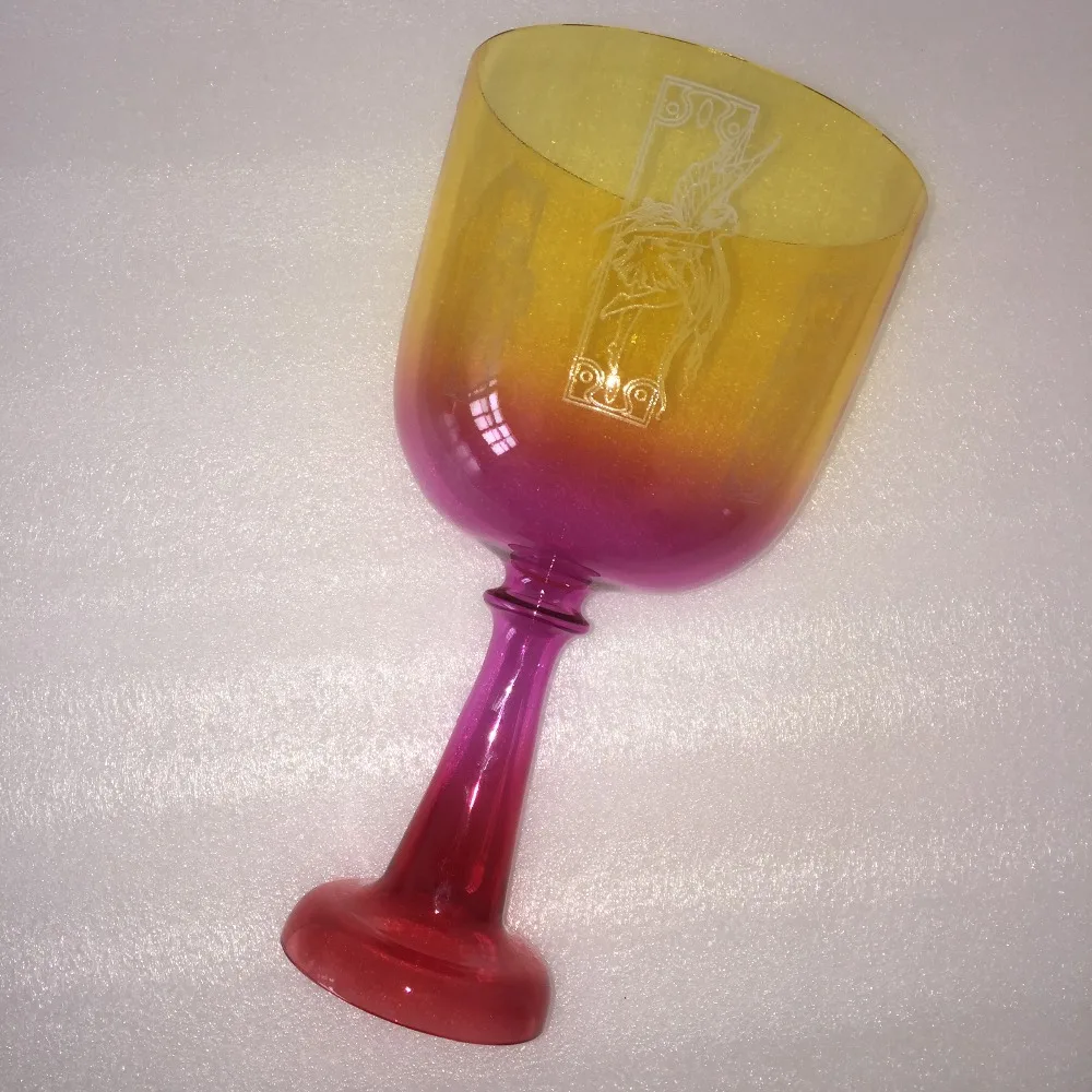 Star Linkup 4th Octave mixed color Crystal Singing grail & chalice,Perfect D# note Adrenals or D note Sacral chakra with 
