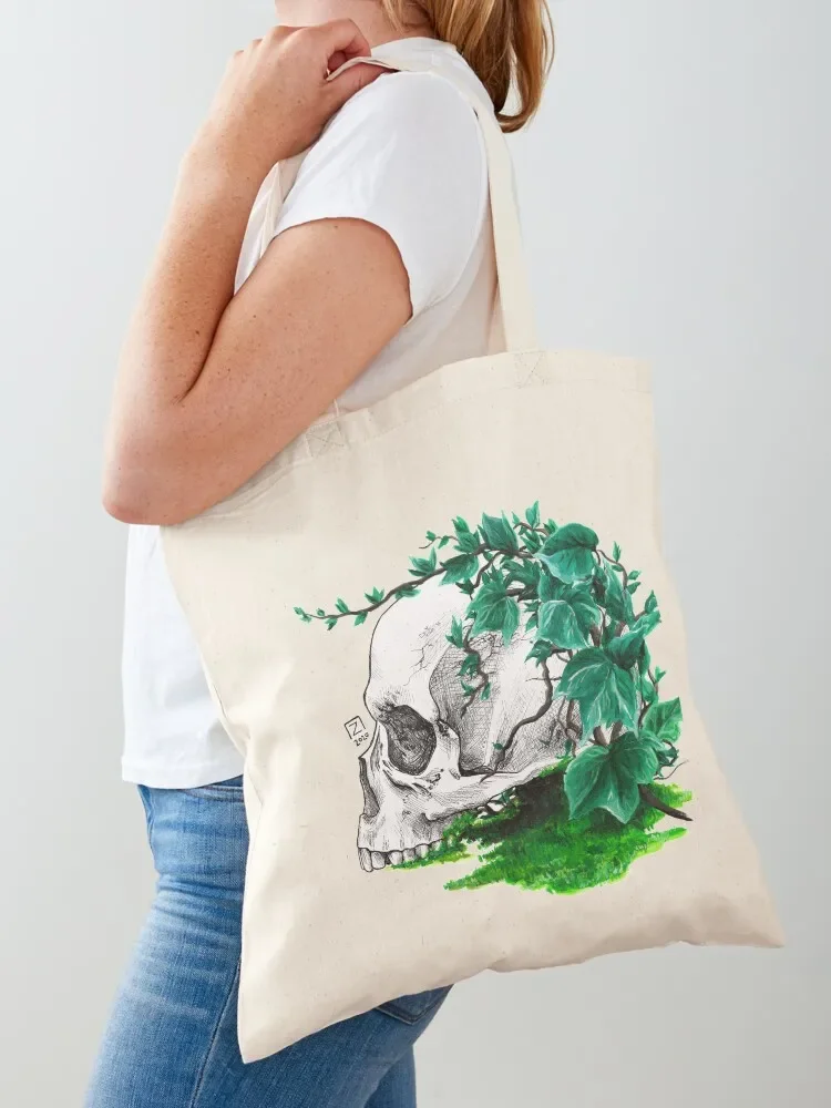 Botanical Skull Tote Bag university shopper bag canvas tote bags hand bag