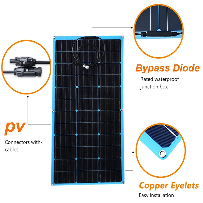 Solar Panel Kit 300W 600W 12V Battery Charger Flexible Solar Energy Power with 60A Controller Outdoor for Car RV Marine Camper