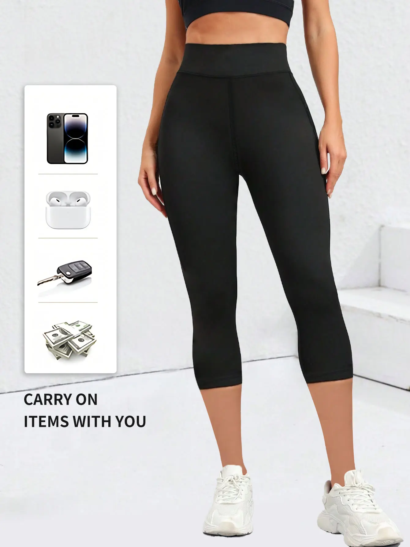 

Леггинсы-капри с высокой талией и карманами по бокам, компрессионные спортивные брюки для йоги, бега, фитнеса и тренажерного зала.