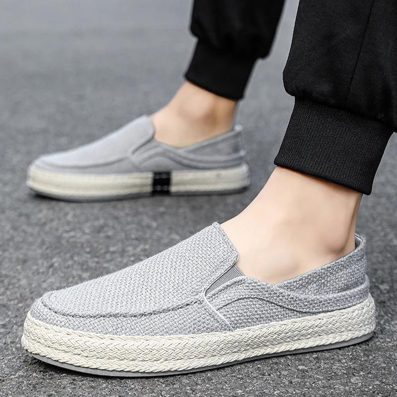 New Casual Shoes For Men Linen Men Loafers Summer Slip On Canvas Shoes Sneakers Wide Comfortable Men's Shoes 2023 Walking Shoes