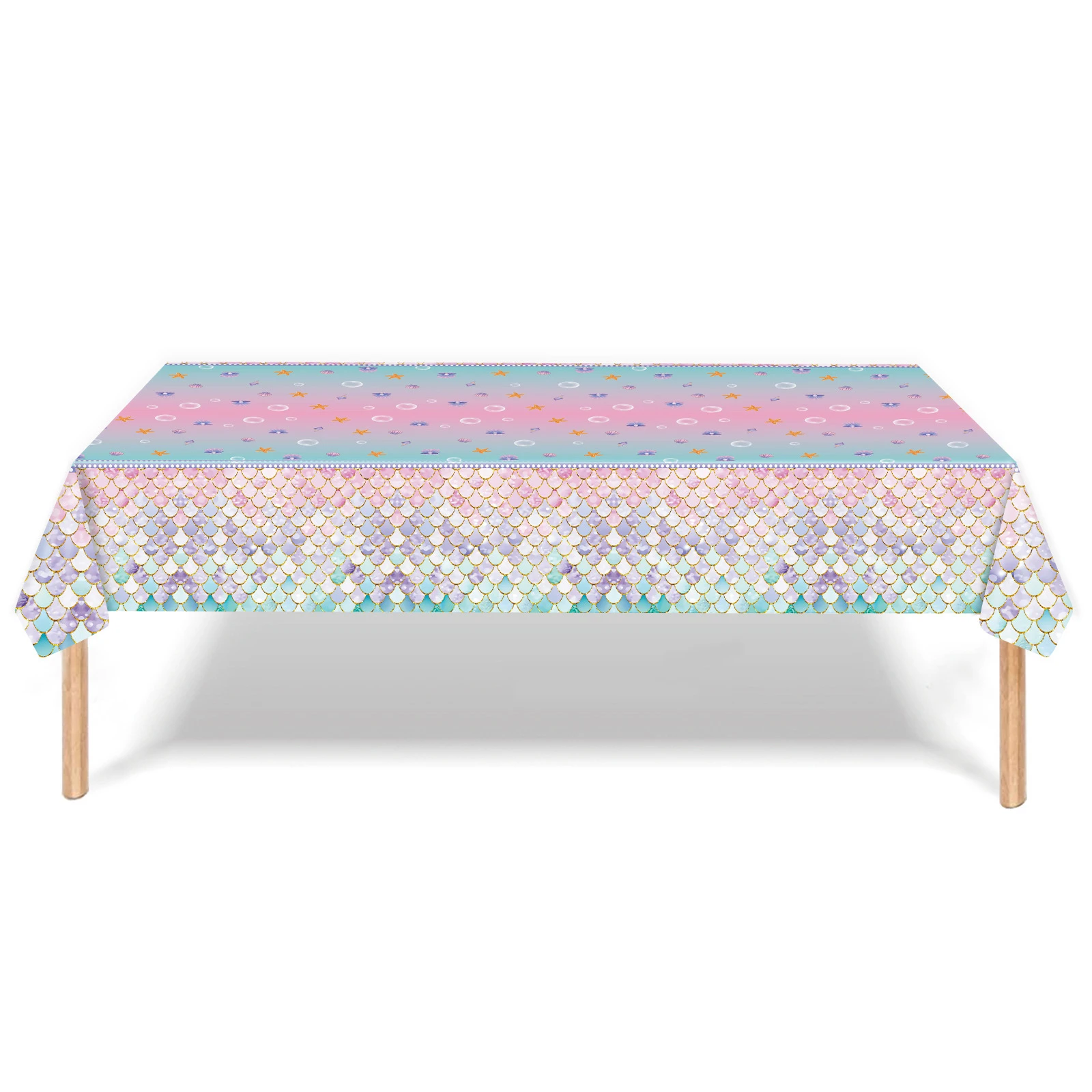 1pcs Mermaid Shell Scale Table - Table Cloth Disposable ulasan dan harga