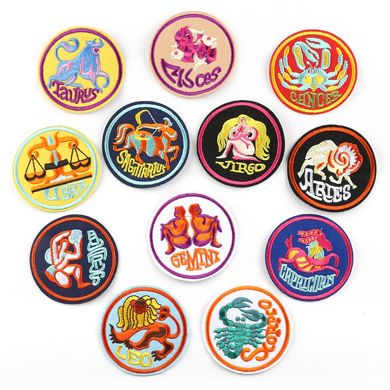 

1 Piece Constellation Energy Badge Round Cloth Accessories Patch Iron Patches Sewing Tshirt Stickers Patchs for Clothes Clothing