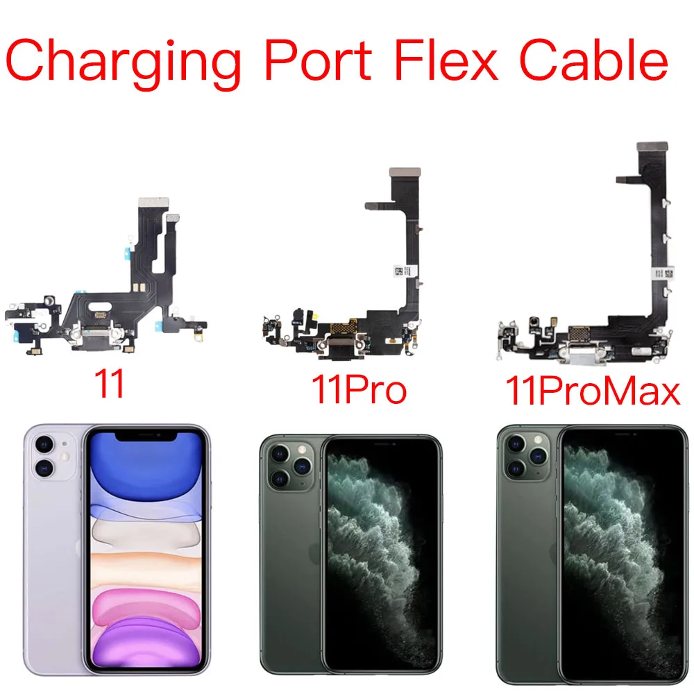 

Разъем для док-станции для iPhone 11 Pro Max, гибкий кабель для зарядного порта — замена порта наушников/микрофона/антенны