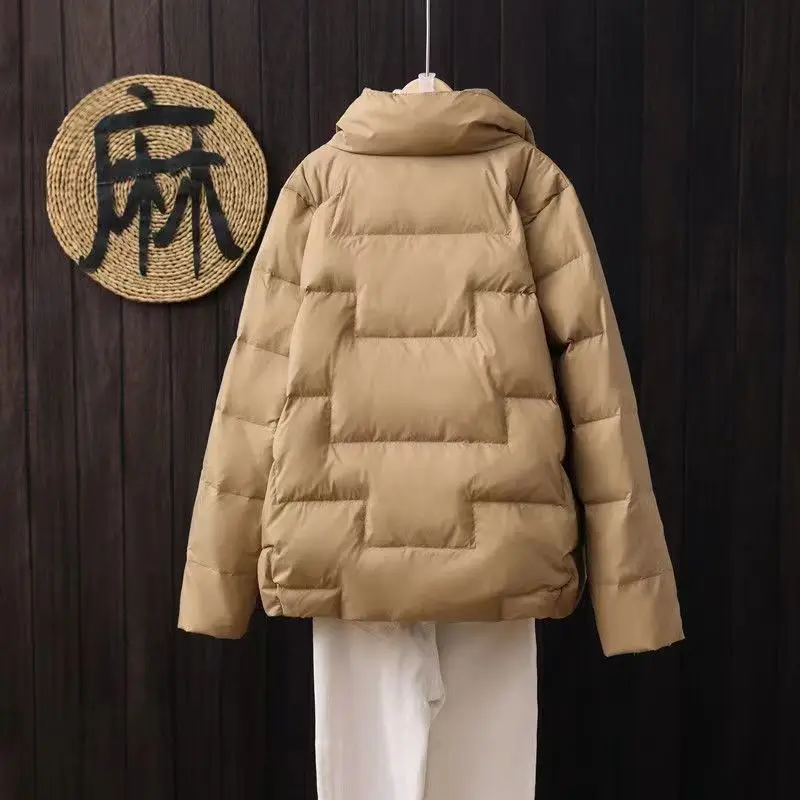 Effen knoopzakken Parka's met lange mouwen Elegante mode Harajuku Slim Fit Dameskleding Losse casual All Match bovenkleding