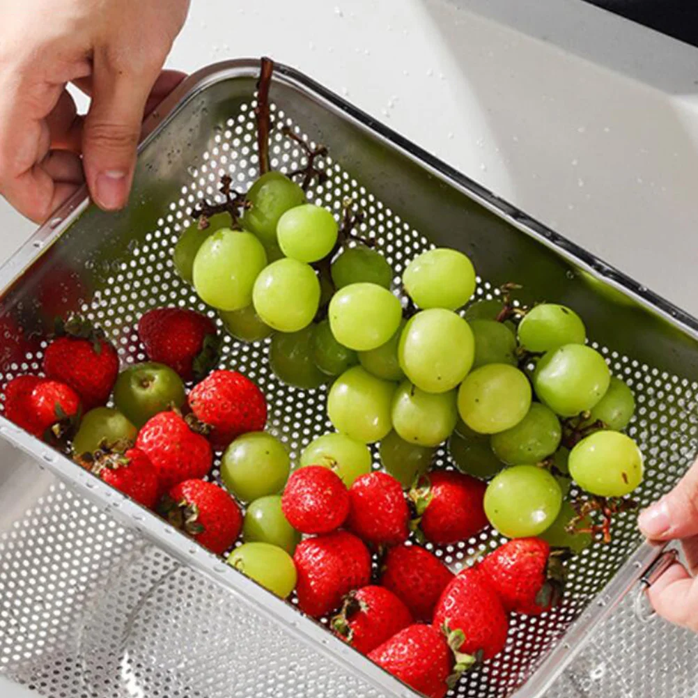 

1pc Stainless Steel Drain Basket Kitchen Sink Strainer Fruit Veggie Washing Bowl Fast Draining Uniform Holes Space