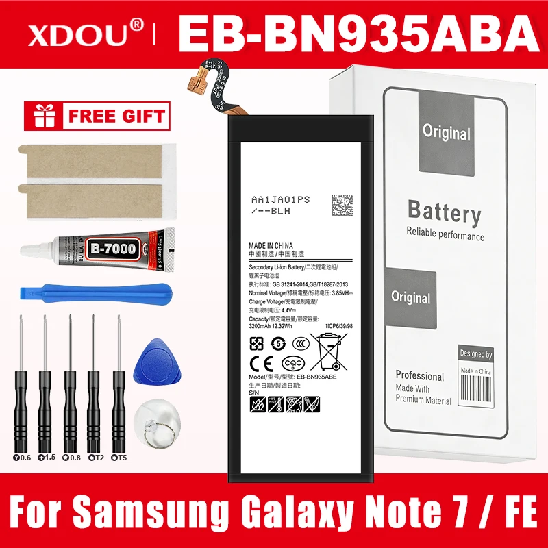 Brand New EB-BN930ABE EB-BN935ABA EB-BN935ABE 3500mAh Battery For Samsung Galaxy Note 7 Galaxy Note FE N935 + Tools