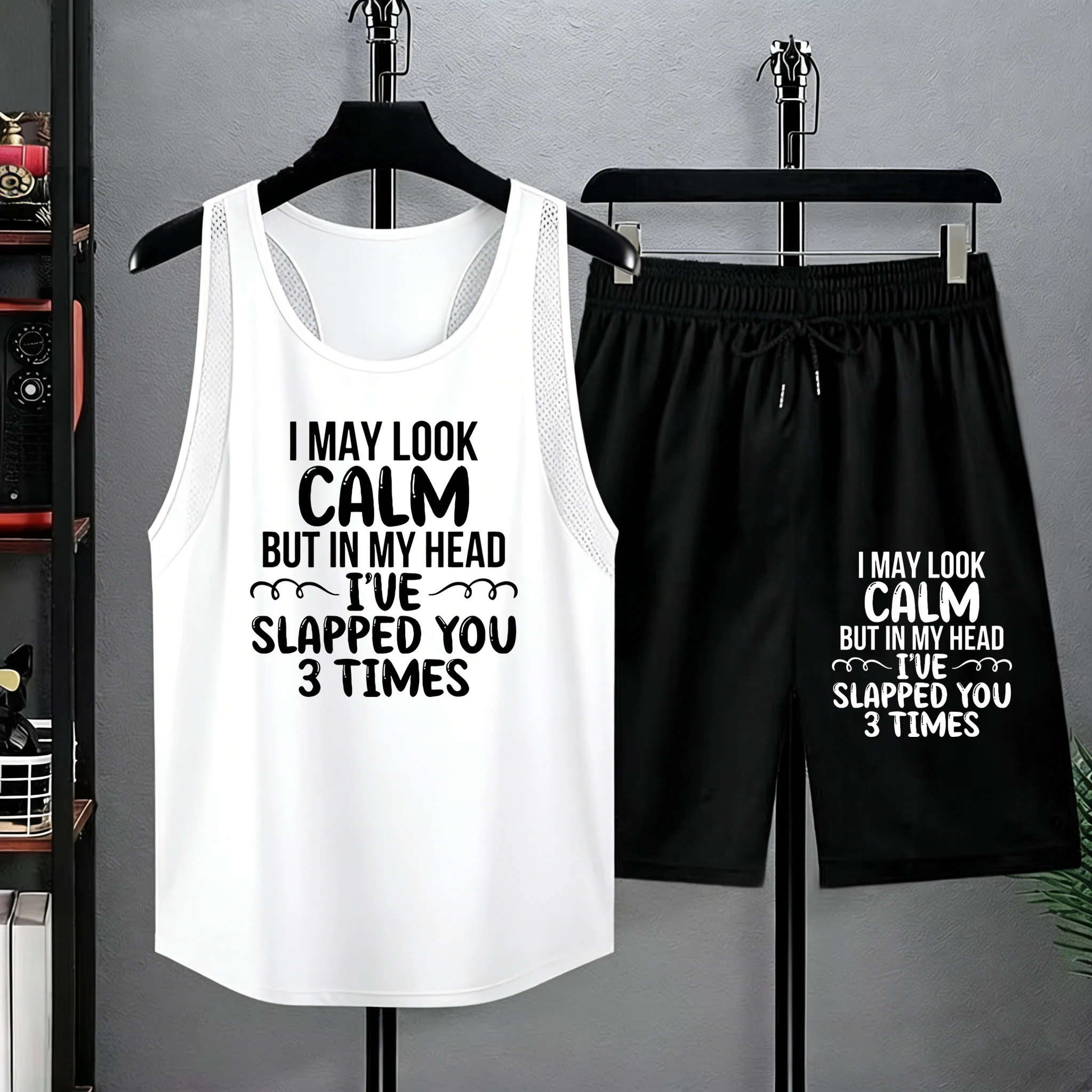 

I May Look Calm Prints Male Summer Simple All-Match Vest Loose Basic Short Suits Street Jogging Sportpants Soft Sport Shorts