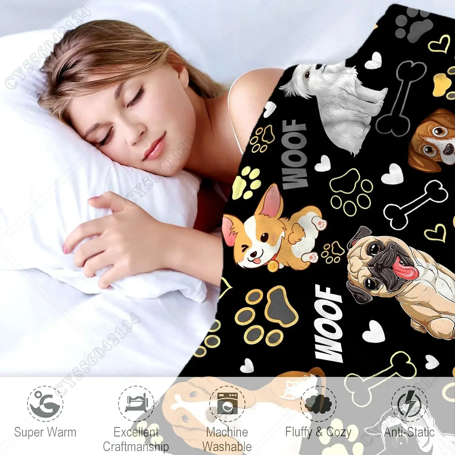 Dog Blanket Soft Cozy Dog Flannel Throw Blanket Gifts for Dog Lovers Warm Lightweight Blankets for Girls Boys Kids Women Adults