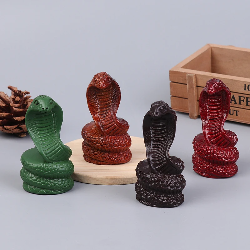 Minture Wooden Snake Statue Chinese Zodiac Feng Shui Figurines Snake Sculpture Luck Success Wealth Desktop Decoration