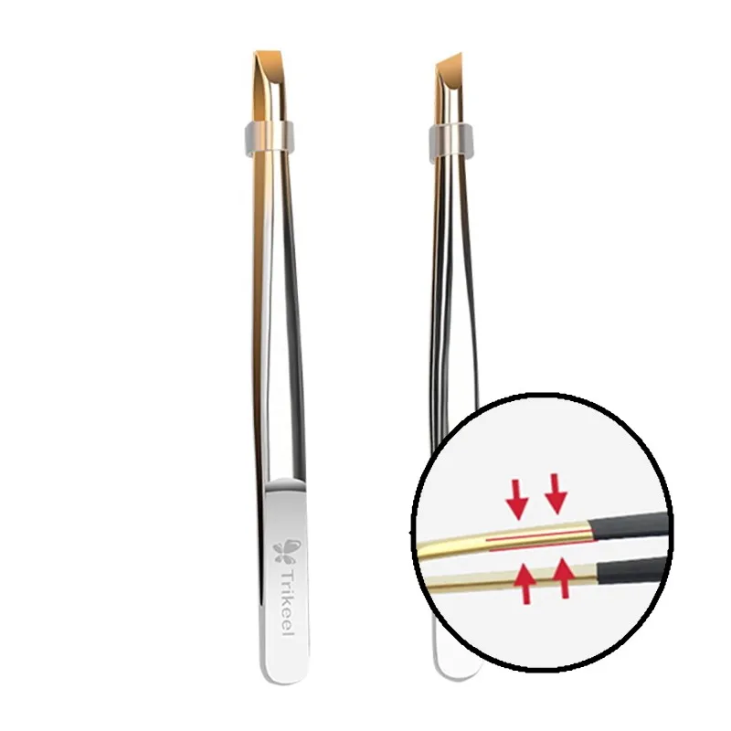 1 قطعة الفولاذ المقاوم للصدأ شقة تلميح متعددة الوظائف الملقط الحاجب الملقط الوجه إزالة الشعر أدوات مكياج الرموش الصناعية أداة #1