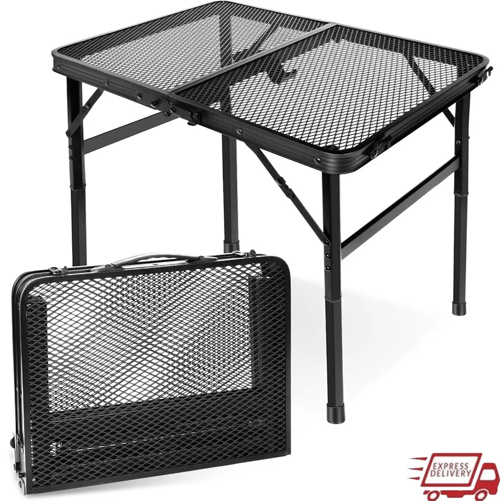 

Portable Folding Table Lightweight Compact Outdoor Camping Picnic BBQ Garden Dining Easy Storage Adjustable Height 23.6x15.7