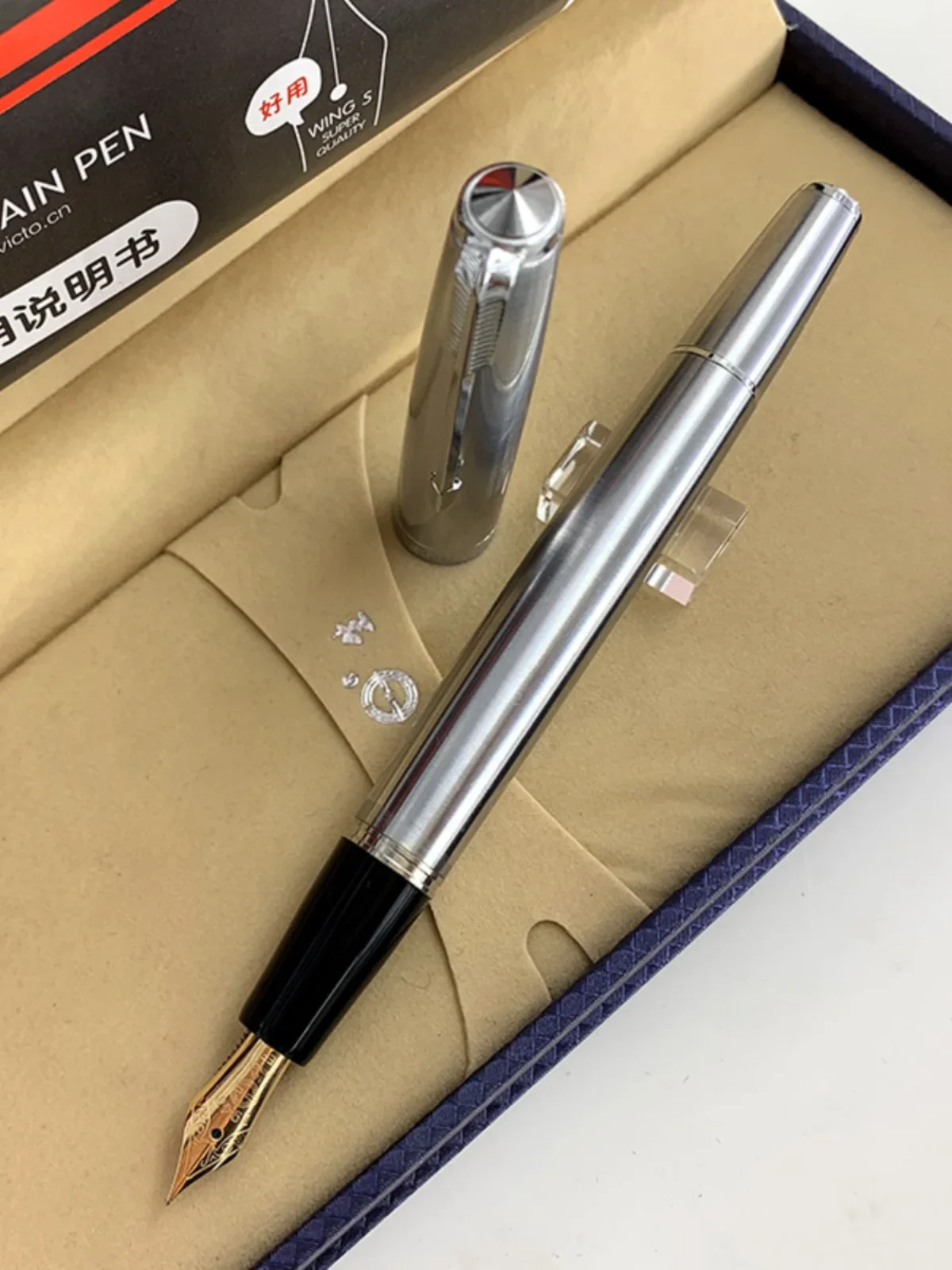 Yongsheng 601A All-steel Press Stick Pressing Piston 14K Bright Tip Gold Pen Office Student Signature Practice Pen