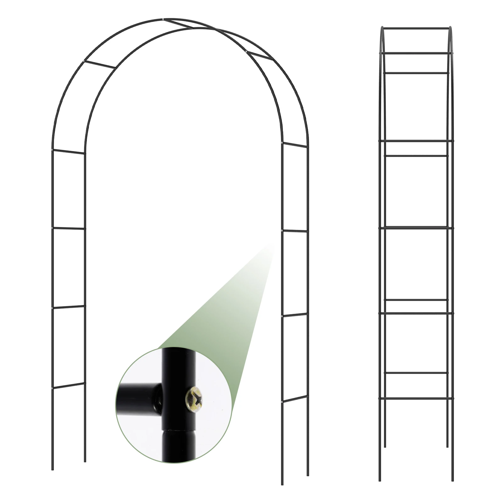 Metal Garden Arch Treliça para casamento, suporte de plantas de escalada, resistente DIY Frame, decoração de aniversário, novo, 240cm