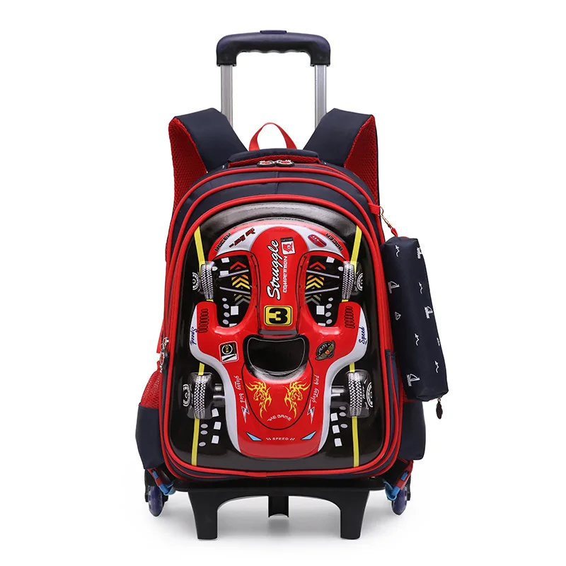 3D School Bags On wheels School Trolley backpacks wheeled backpack kids School Rolling backpacks for boy Children Travel bags