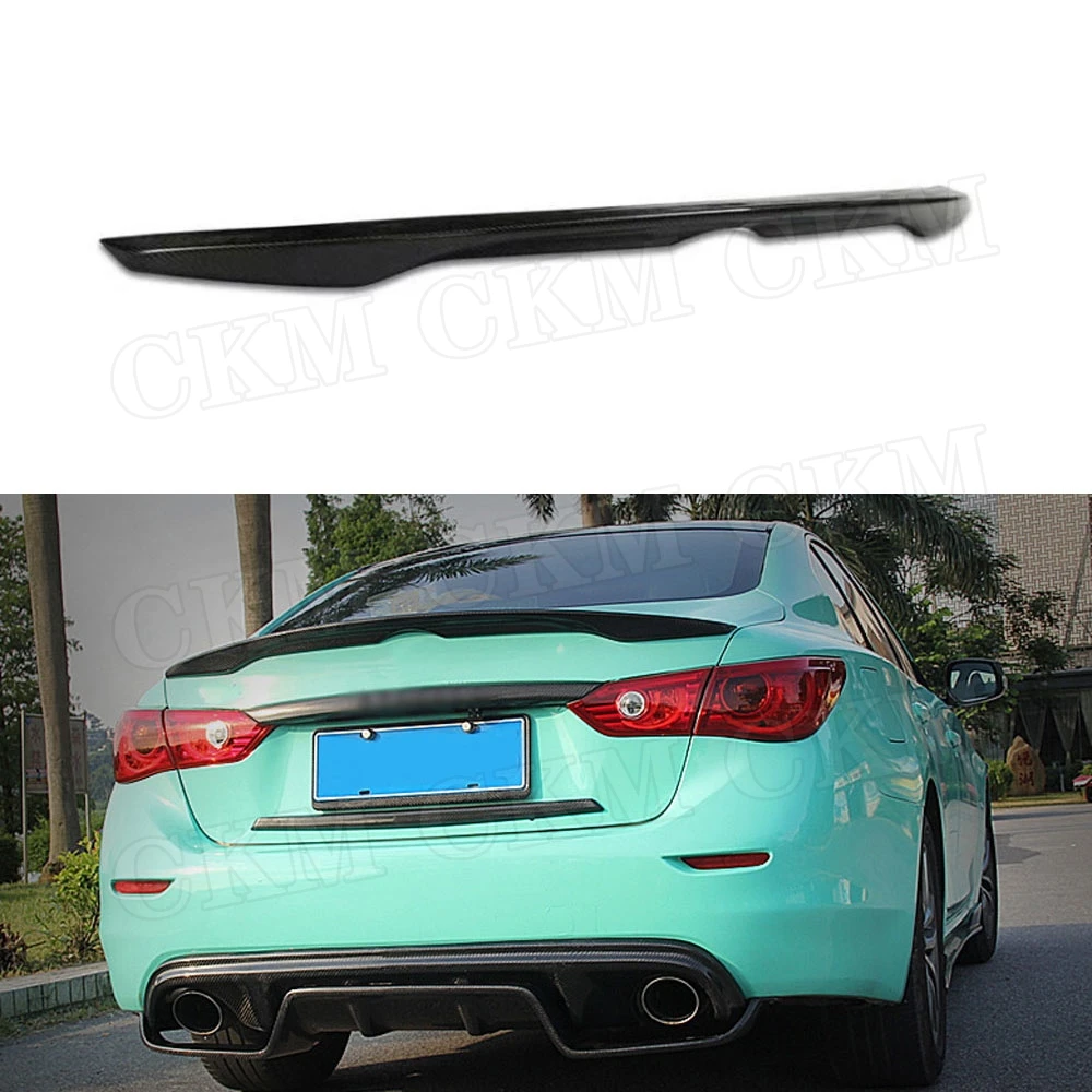 

CKMUUER настоящее углеродное волокно/FRP, задняя крышка багажника, спойлер, крылья для Infiniti Q50 Q50S, спойлер 2014-2020, наклейка на заднюю часть багажника