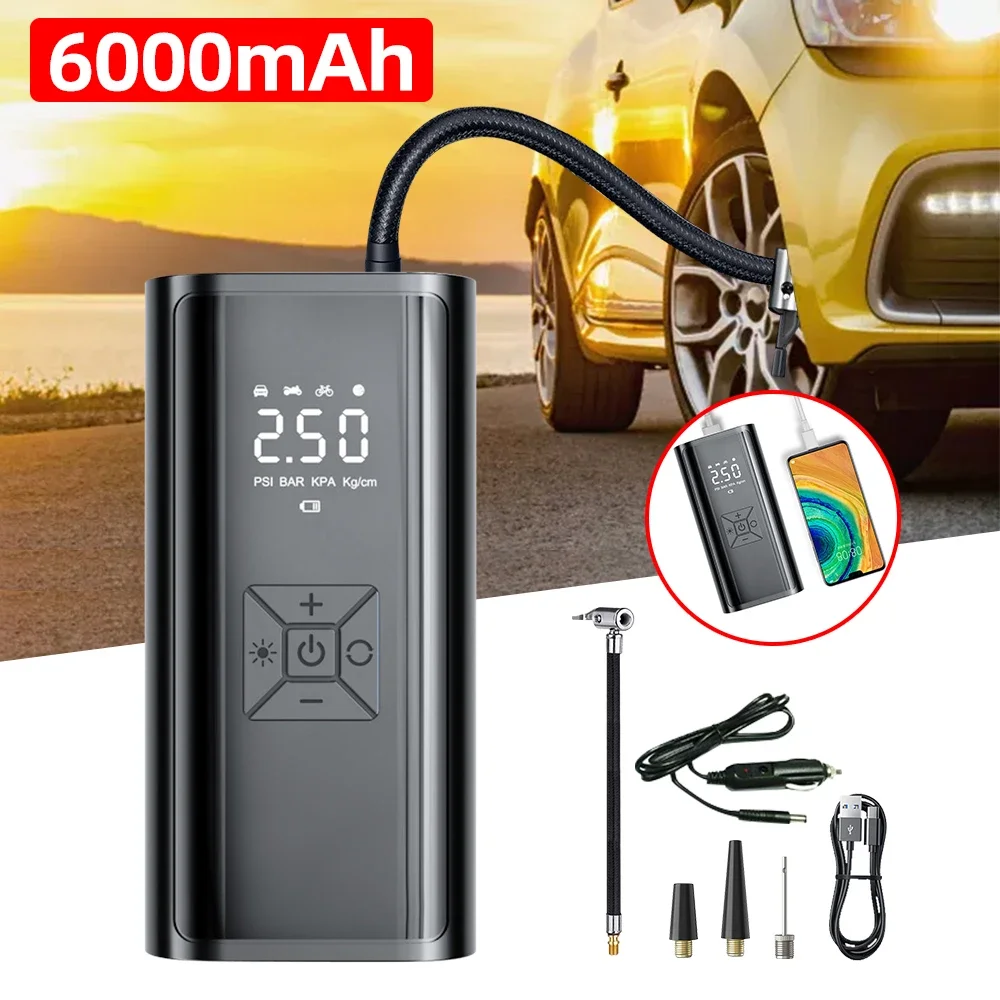 

Portable Car Air Pump 12v Air Compressor Tire Inflator with Mobile Phone Chargeable Fits Car Truck Motorcycle Bicycle Ball New