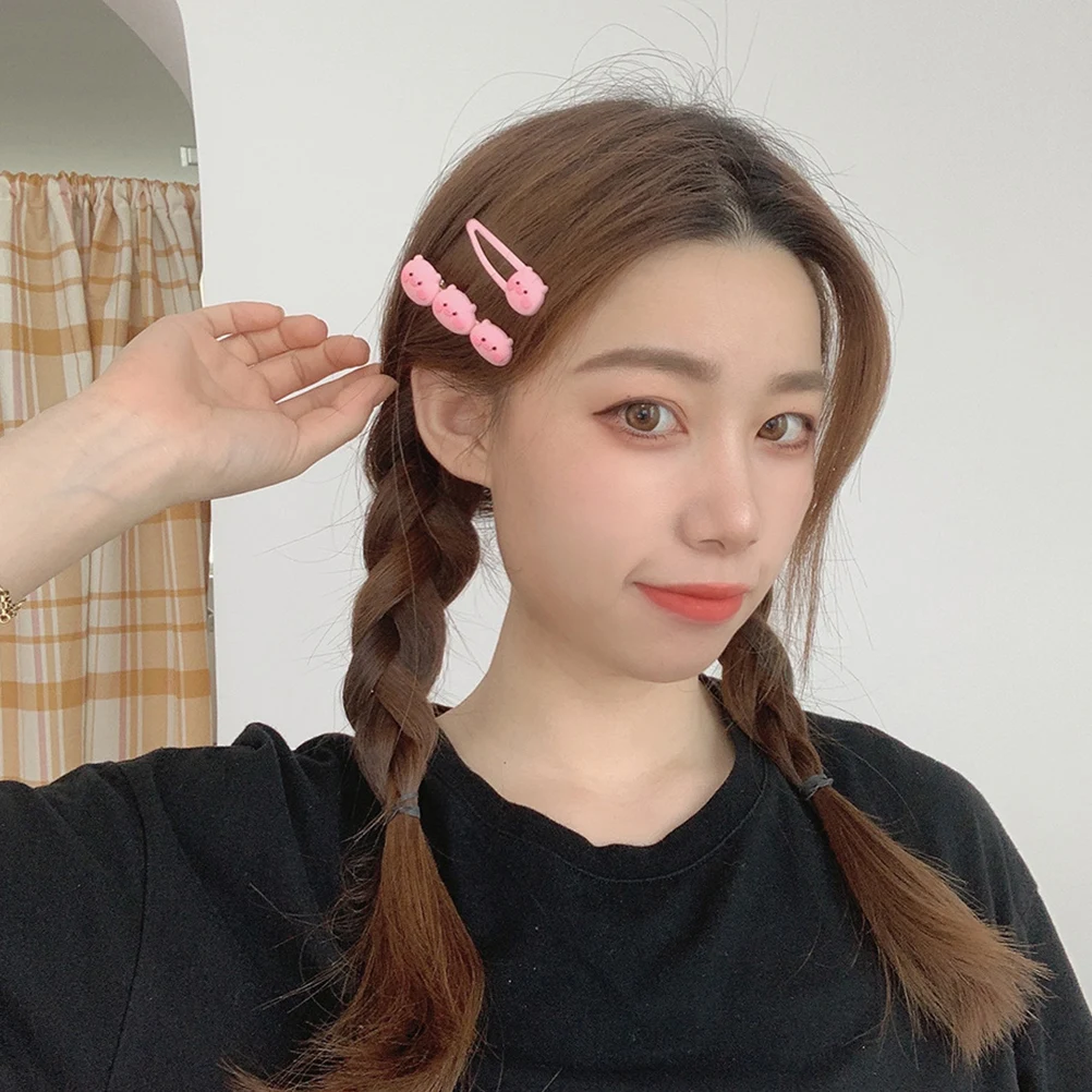 

12 Pcs Cartoon Piggy Hair Clip Hairpin Fashion Toddler Birthday Party Decorative Zinc Alloy Bun Pins