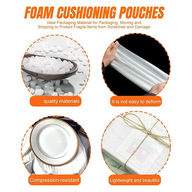 100Pack Cushion Foam Pouches, 12X16inch Packing Cushioning Supplies For Moving, 0.5MM Thick Foam Wrap Pouches