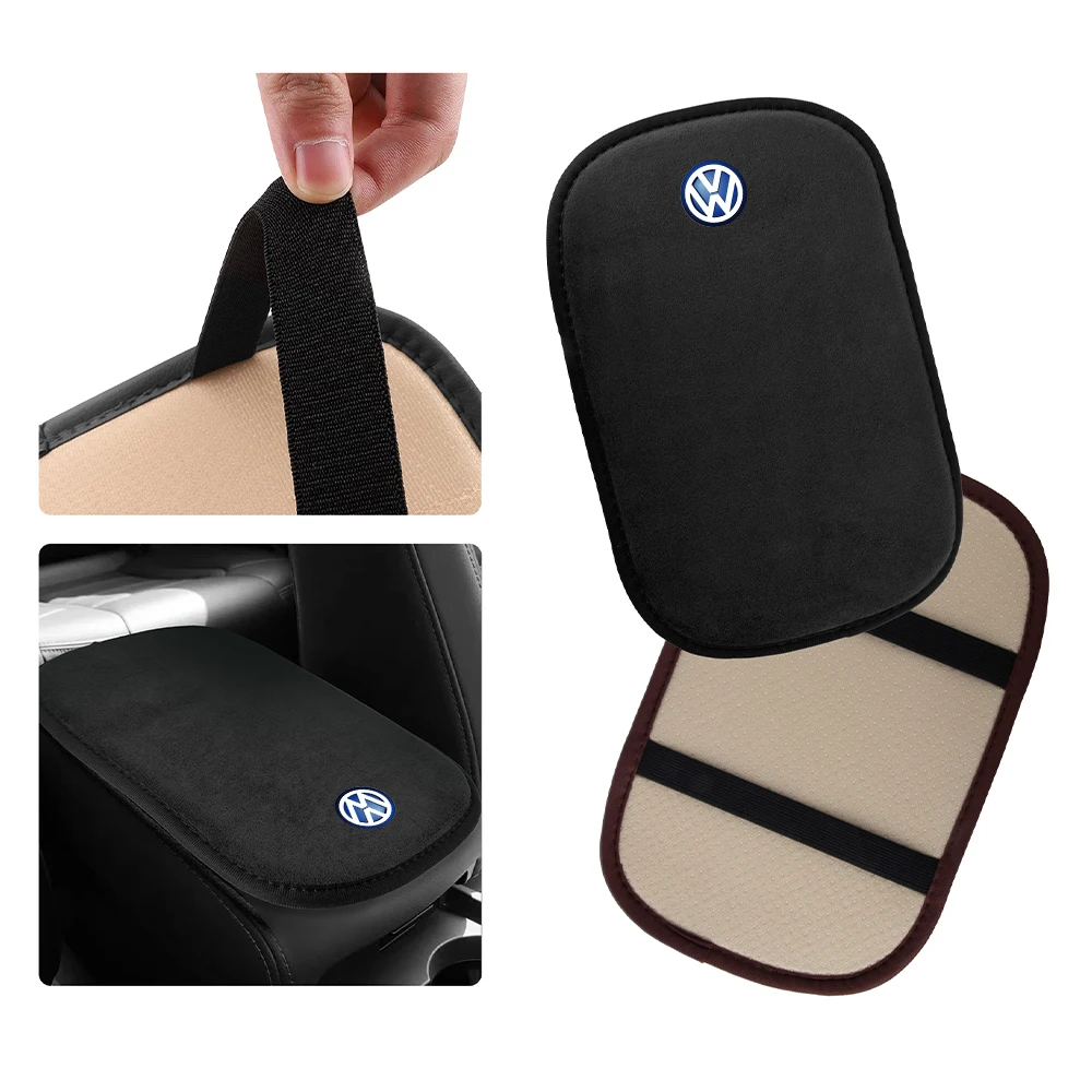 Cojín de piel para Reposabrazos de coche, caja de almacenamiento para consola central, protección, accesorios para Volkswagen, POLO, passat, Tiguan,