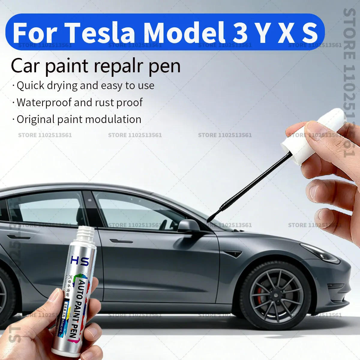 Stylo de retouche pour Tesla modèle 3 Y X S, pour enlever les rayures et le moyeu de roue, couche transparente pour améliorer la brillance, blanc perle, bleu de mer profonde