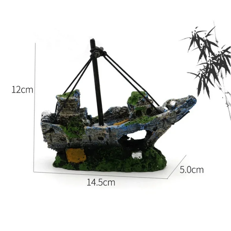 Aquarium Fish Tank Landscape Pirate Ship Wreck Ship Decor Resin Boat Ornament Aquarium Accessories Resin Carrier Decoration