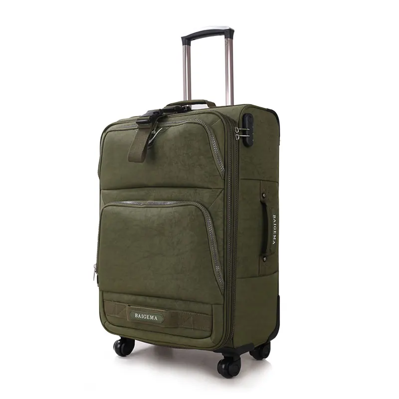 Four wheel trolley luggage decent travel  eminent  green and light trolley travel bag