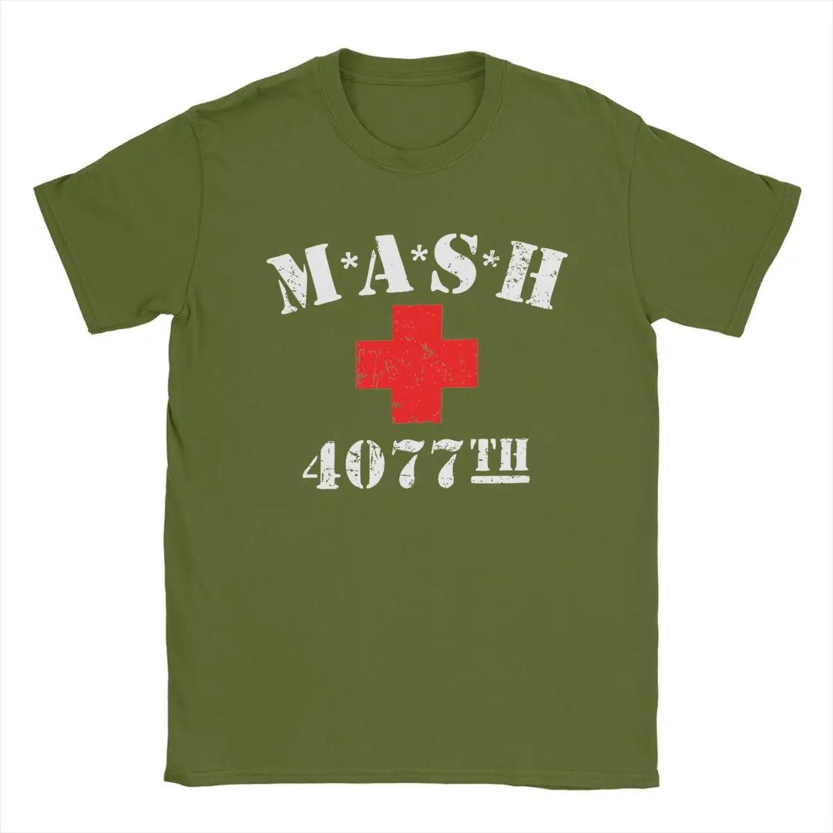 Men T-Shirts Mash 4077 TV Show Vintage Pure Cotton Tees Short Sleeve T Shirts Round Neck Clothes Classic