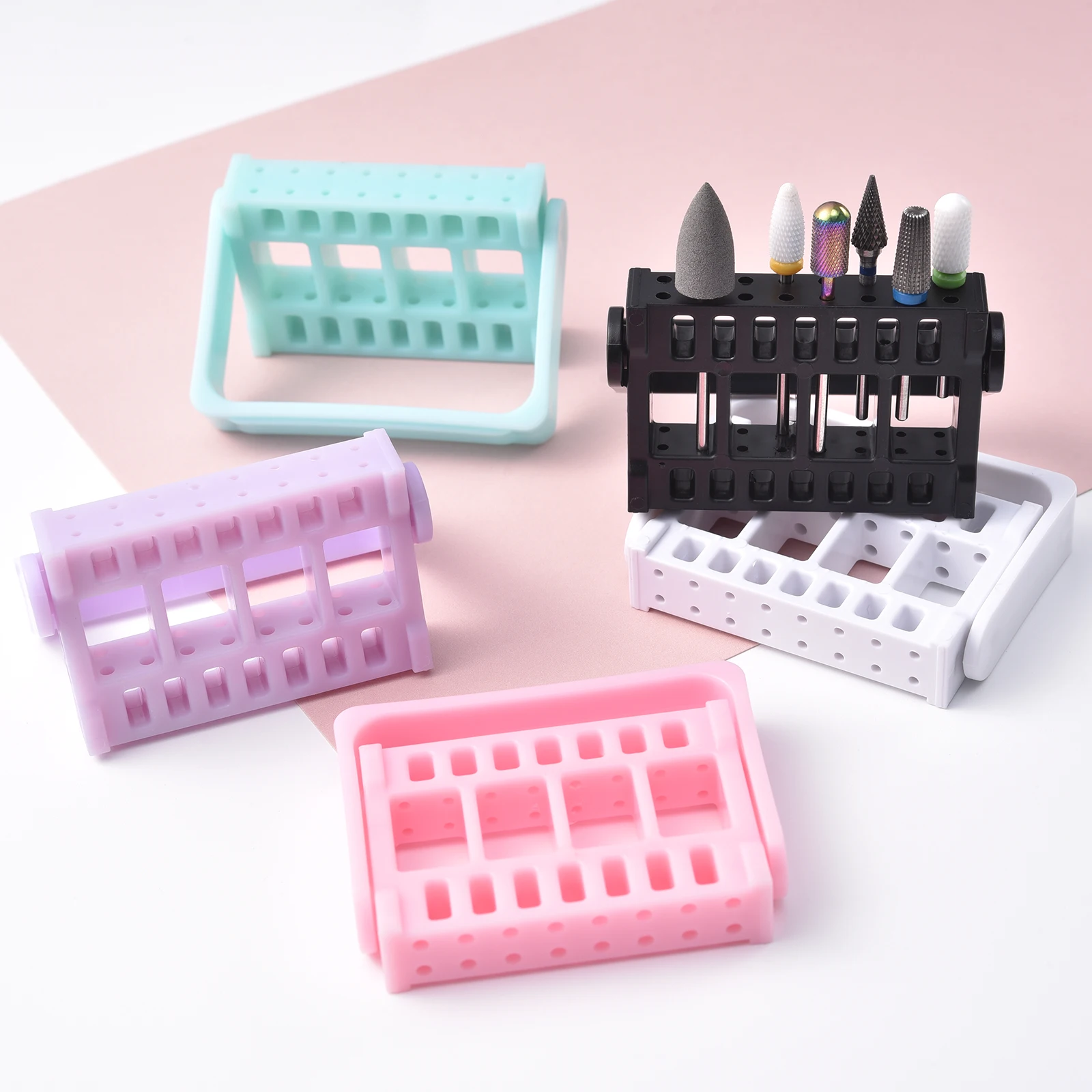 16 Holes Nail Drill Bits Holder Milling Cutter Display Empty Storage Box Files Acrylic Organizer Container Manicure Equipment