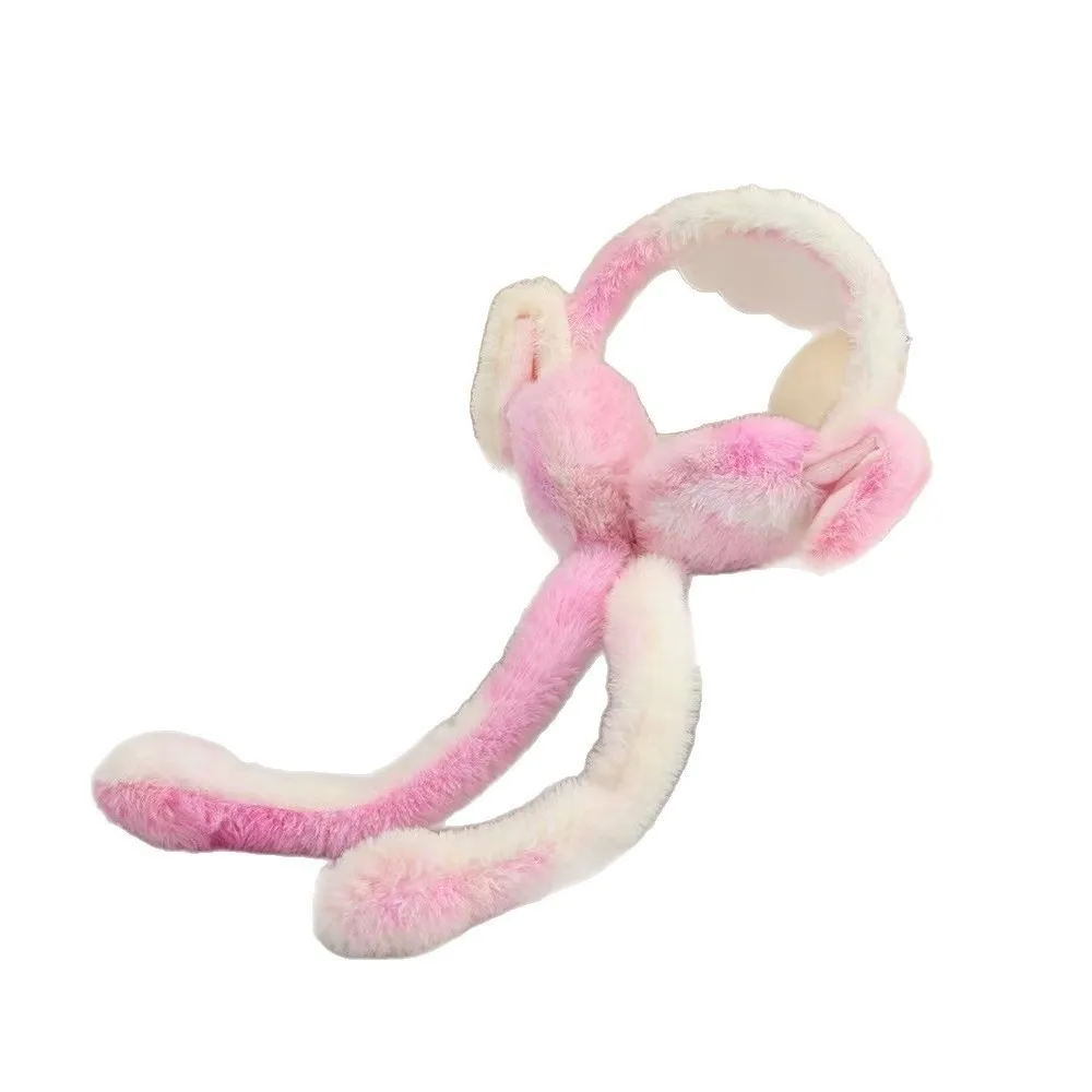 Cute Rabbit Ear Muffs Soft Colorful Ear Protection Cover Moving Jumping Ears Winter Warm Earmuffs for Women Girls