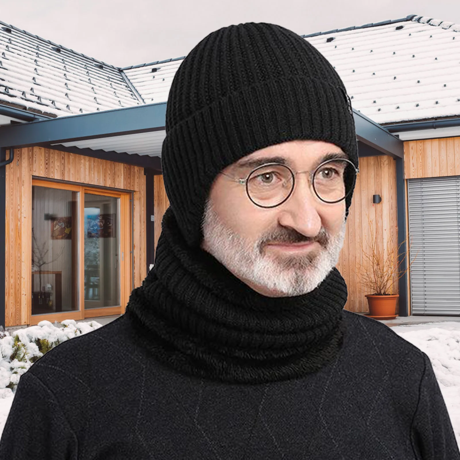 

Warm Knitted Hat Plush Warmth Peaked Cap Earmuff Faux Fur Lined Bomber-Hat For Outdoor Cycling Ear Protection Cold Weather