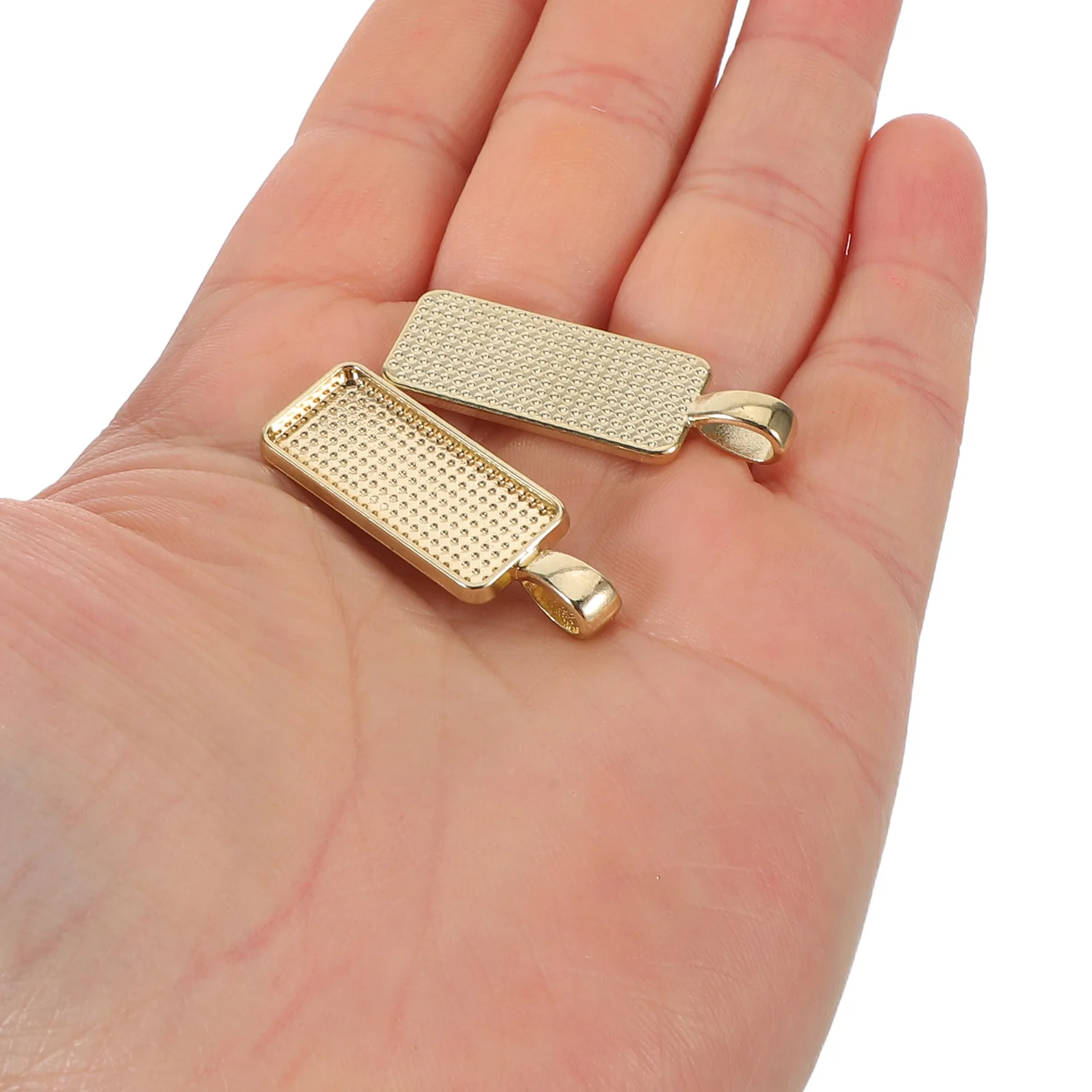 

50pcs 25X10Mm Rectangle Alloy Pendant Blanks Metal Bezel Tray For Diy Jewelry Resin Cabochon Setting Keychain Craft