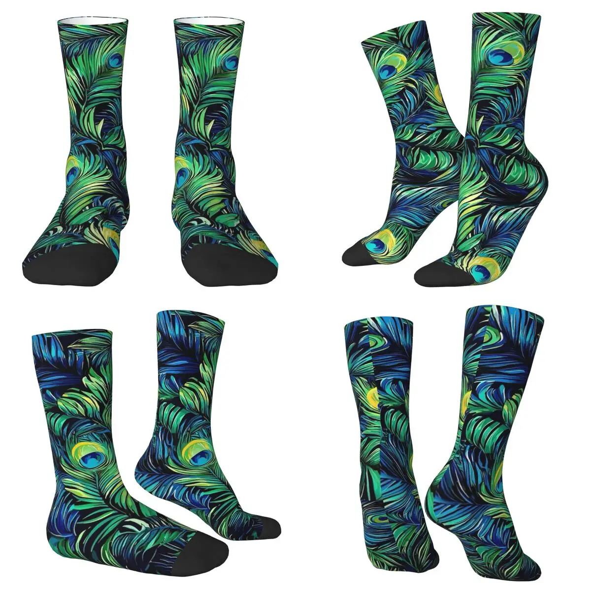 All Seasons Crew Stockings Vintage Peacock Feather Socks Funny Long Socks for Men Women Valentine's Day Gifts