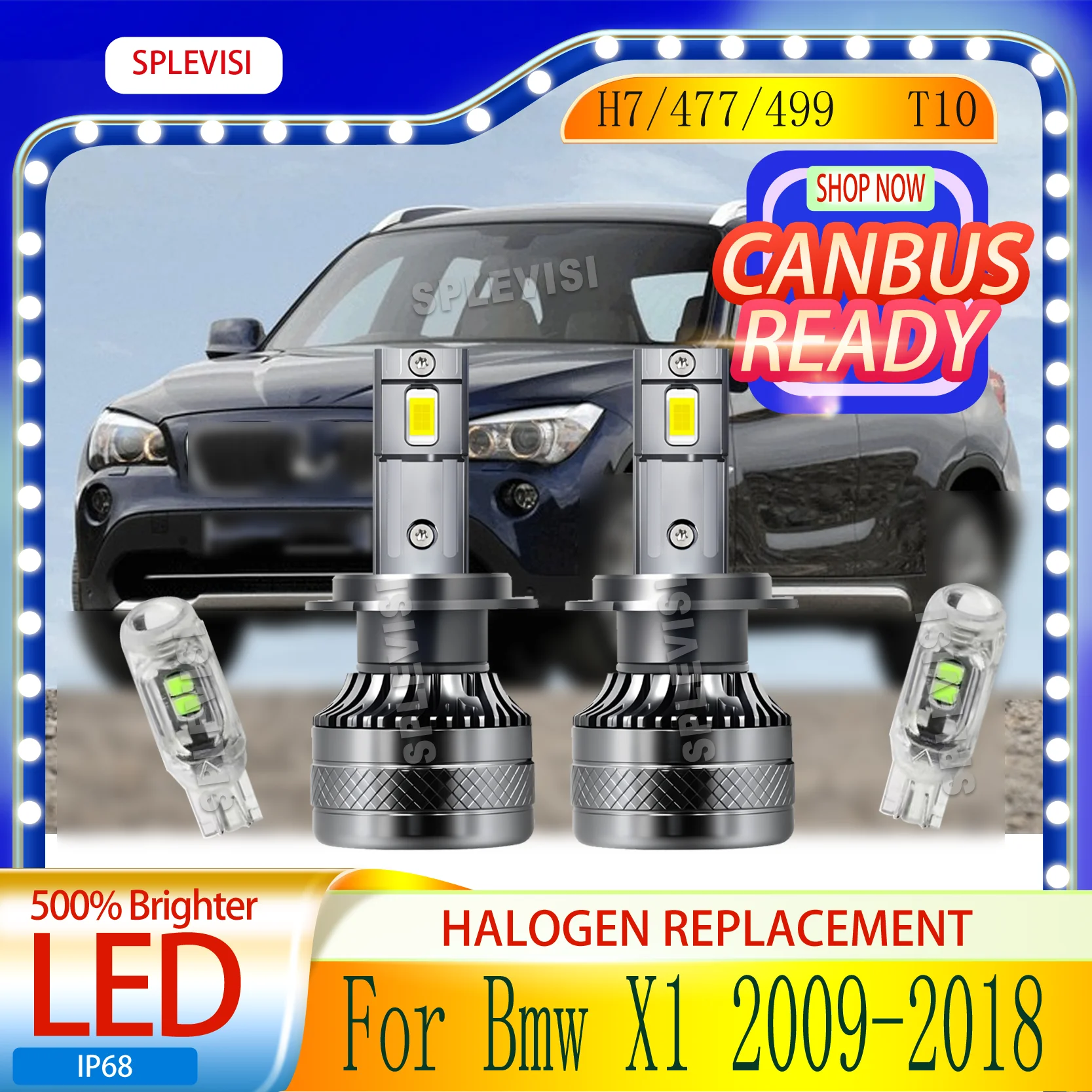

High/Low Beam CANBus Ready Waterproof 6000K White LED HEADLIGHT For Bmw X1 2009 2010 2011 2012 2013 2014 2015 2016 2017 2018