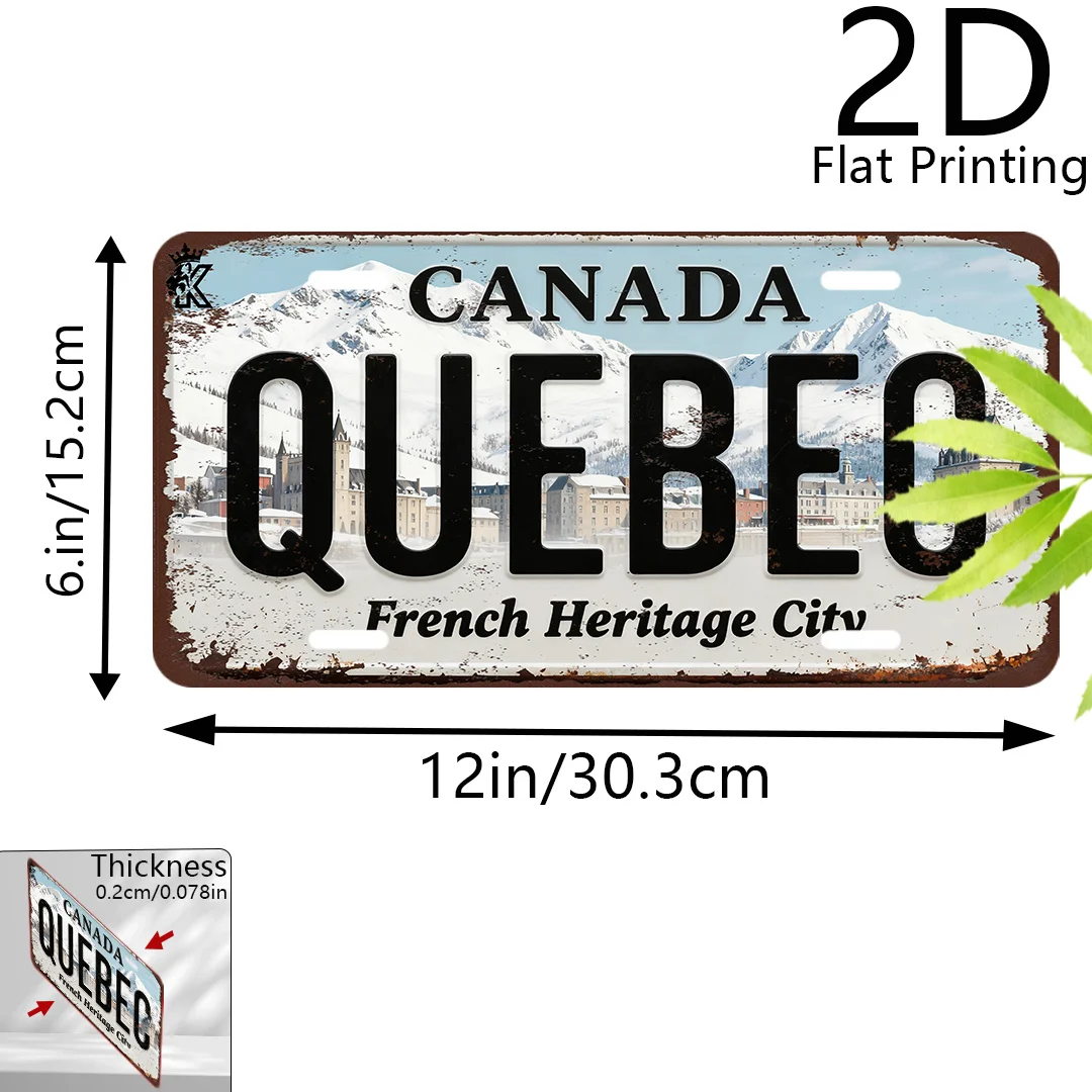 2D Flat, 2D Flat - 1pc Vintage Plaque, 2D Flat Print | Quebec Canada, French Heritage City Art, Travel Theme Decor, Travel Enthu