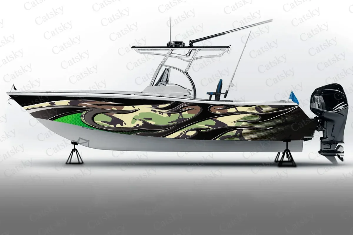 

Flame vector abstract graphic Boat Sticker Packaging Fish Boat Waterproof Custom Marine Boat Sticker wrap vinyl camouflage