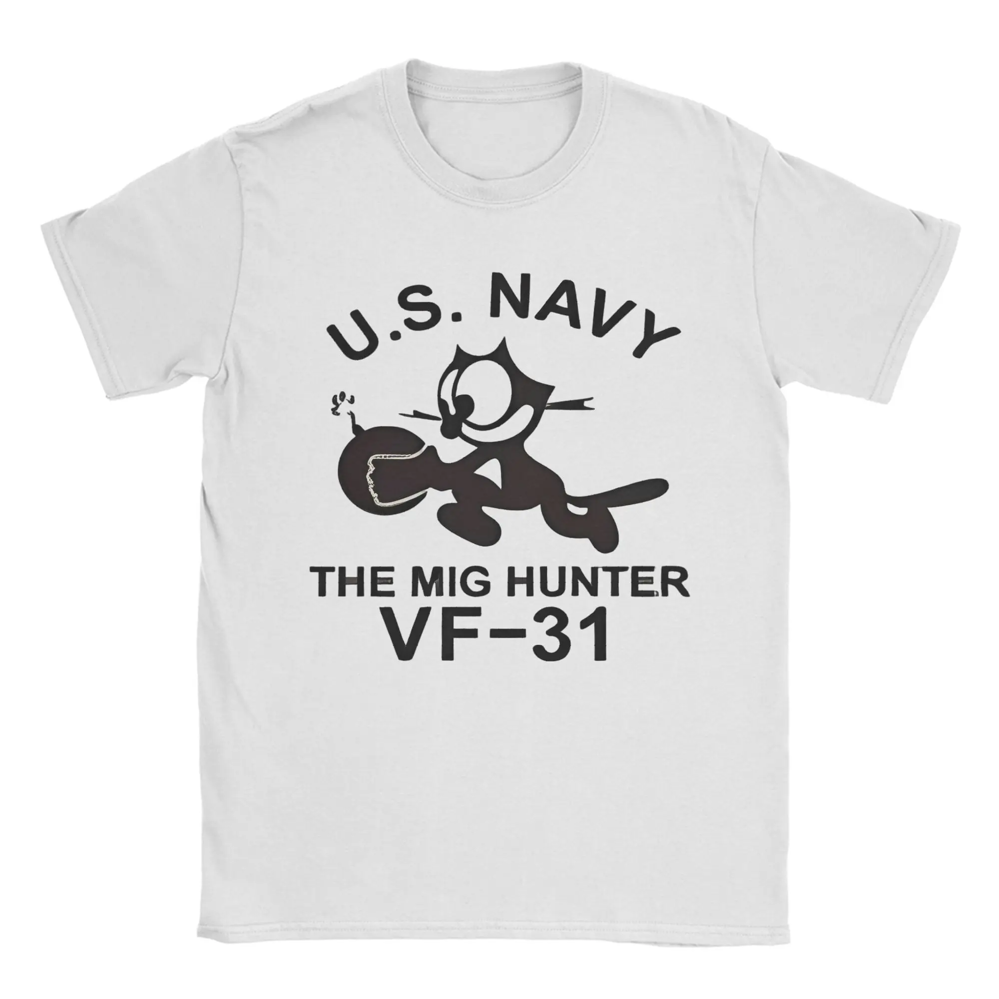 

Printed VF-31 U.S. NAVY Cat Tomcatters T Shirt For Unisex Cotton T-shirts Short Sleeve Tops