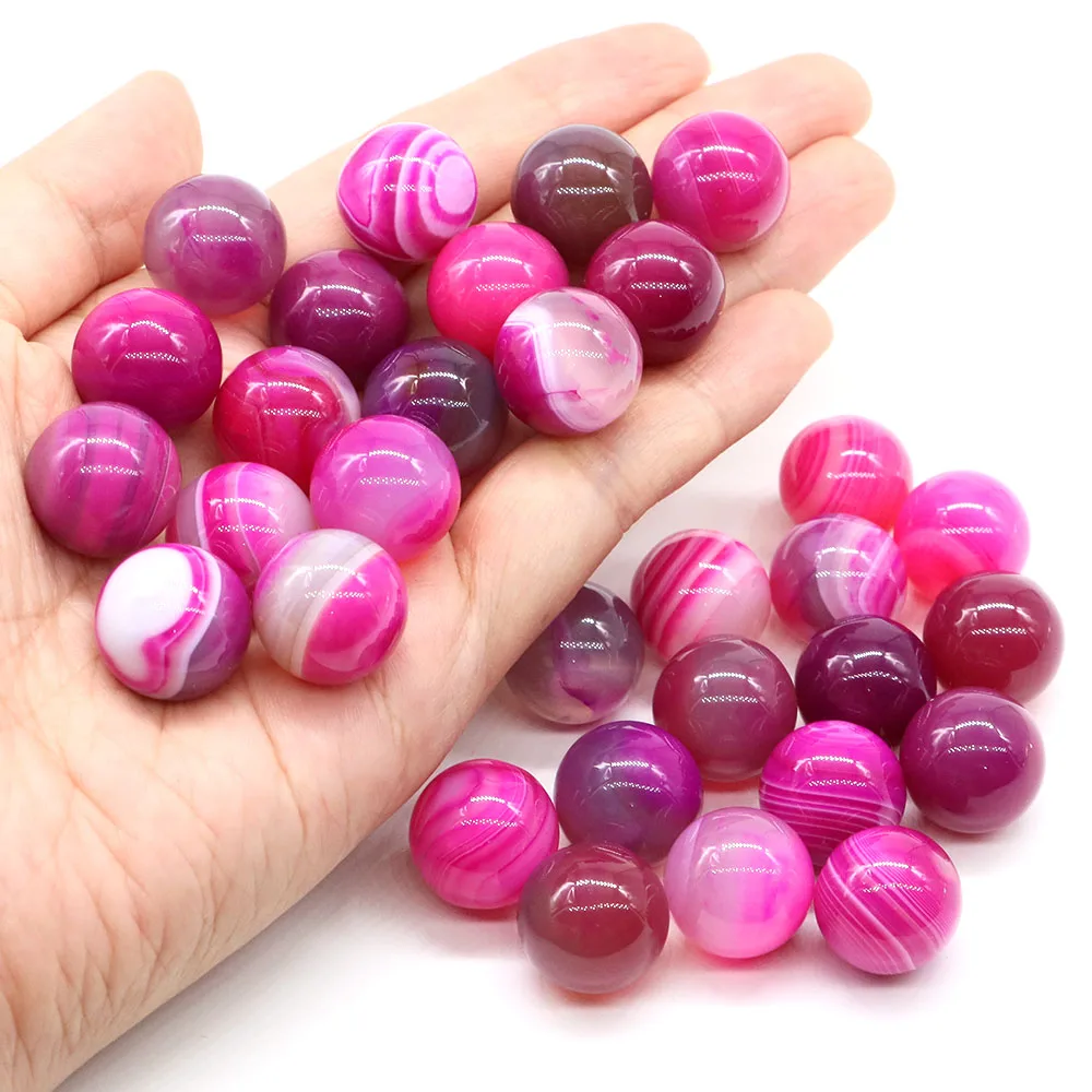 

5PCS/Set 16mm Mini Ball Natural Stones Pink Striped Agate Round Sphere Crystal Healing Quartz Energy Chakra Globe Beads Specimen