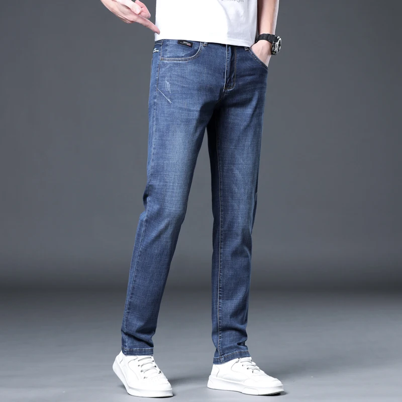 New Summer Thin Versatile Fashion Elastic Men's Denim Pants Straight Leg Casual Jeans skinny jeans streetwear men