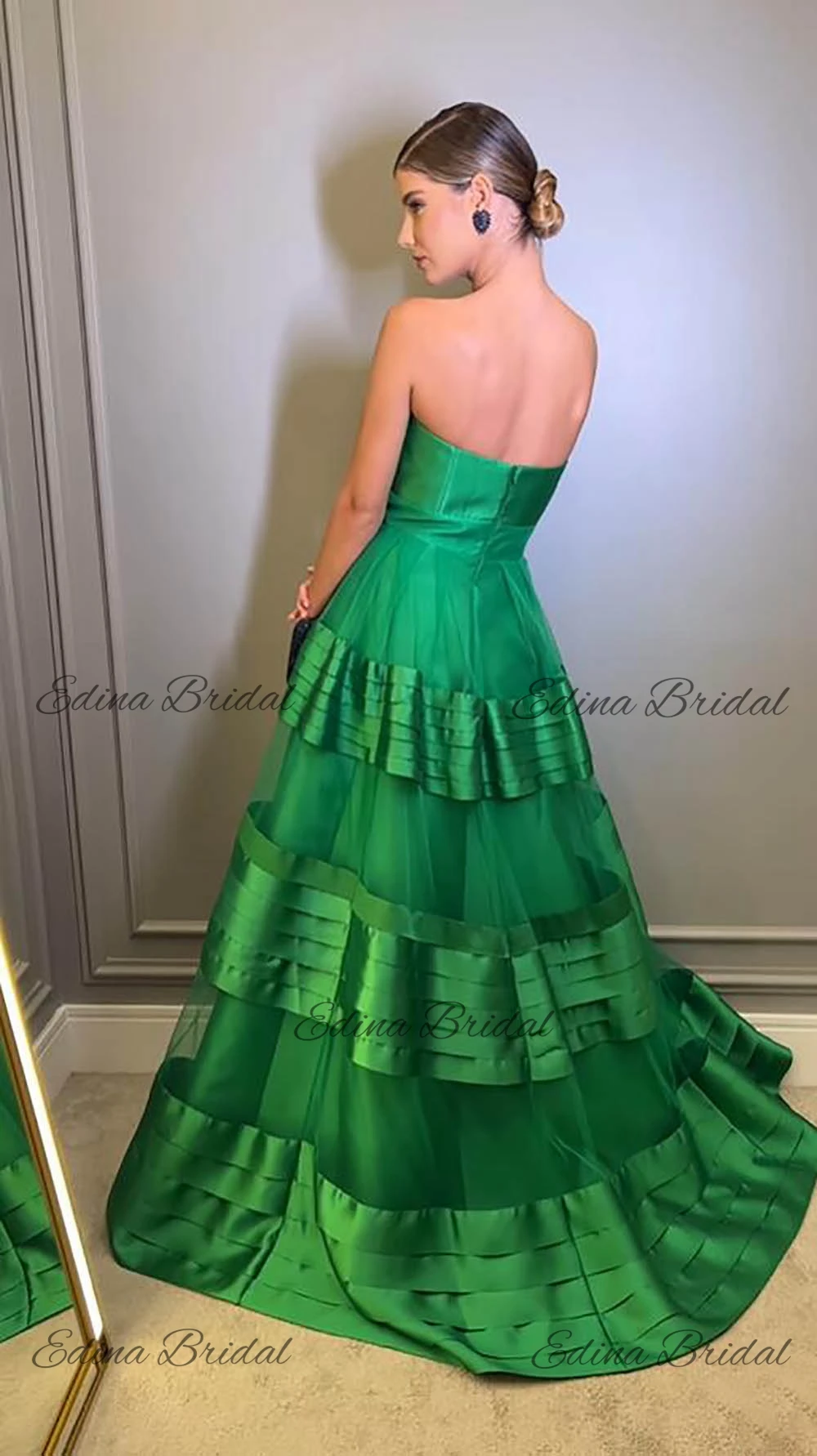 Querida Neck Prom Gown, Sem mangas A-line, Vestidos Sexy Backless, Evening Party Dress, Luxuoso, Glamoroso