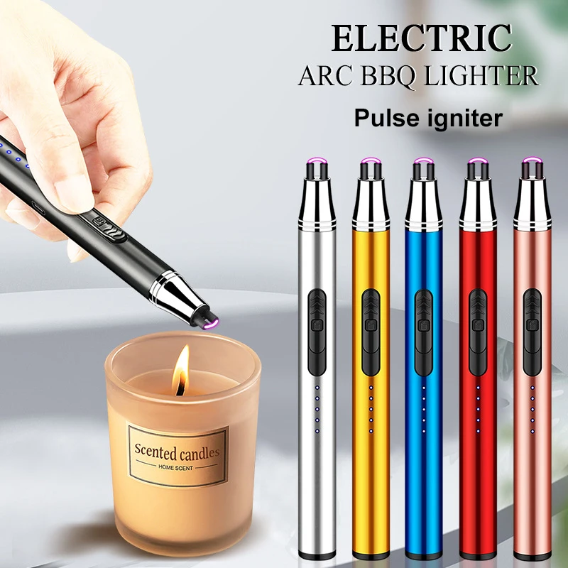 Mini Power Display Electric Pulse Flameless Arc Lighter Type-C USB Rechargeable Candle Kitchen Gas Stove Ignition Tool