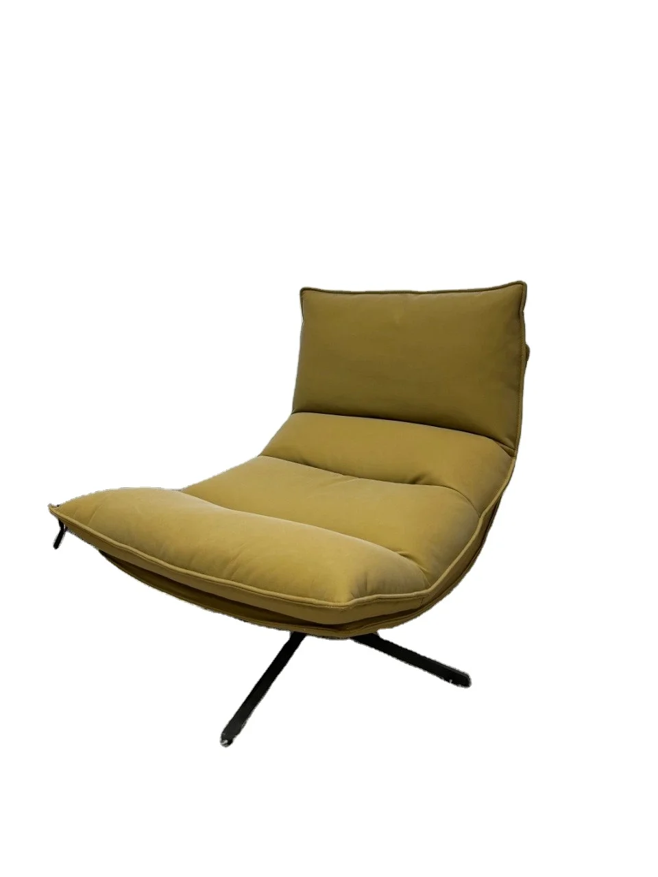 # Sleek Curved Leather Swivel Lounge Recliner, One-Piece Upholstery for Stylish Living Room/Balcony
