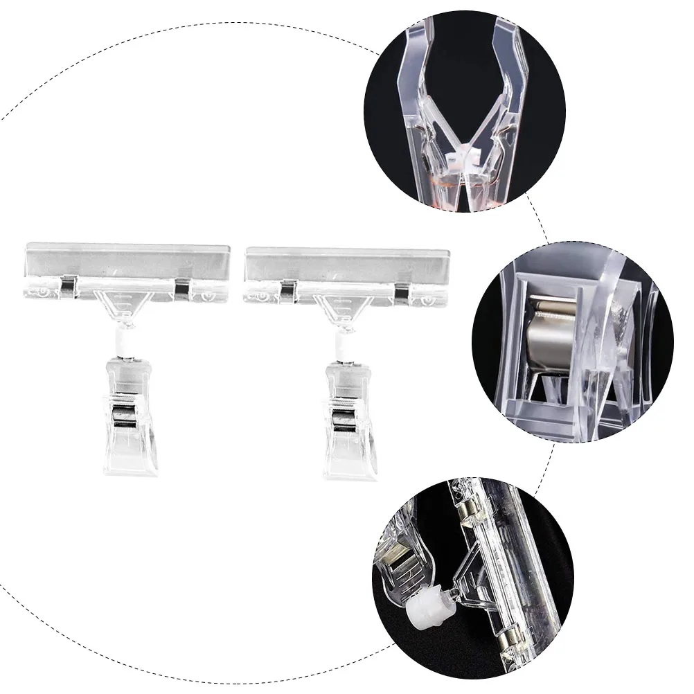 

25 Pcs Transparent Universal Clip Clear Display Stand Plastic Sign Holder Shelves Merchandise Label Clamp Holders