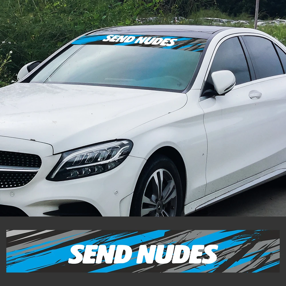 SEND NUDES Car Sunshade Stickers Auto Front and Rear Windscreens Waterproof Sunscreen Window Decal Scratches Decor Accessories