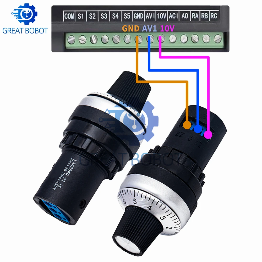 BS LA42DWQ-22-Pro 1K 2K 5K 10K 20K 50K 100k 200k 500K, potencjometr obrotowy o średnicy 22 mm, przełącznik rezystancyjny do Arduino. — zdjęcie produktu 2