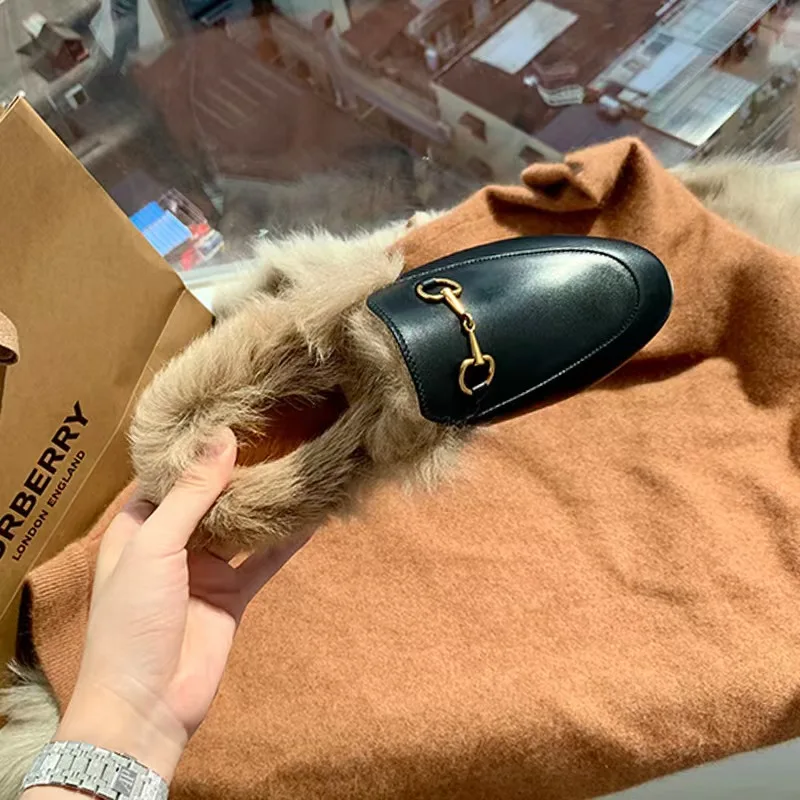 

Осенне-зимняя женская бархатная теплая кожаная обувь с кроличьим мехом, модные повседневные плюшевые женские лоферы на плоской подошве в стиле ретро, Zapatos Mujer
